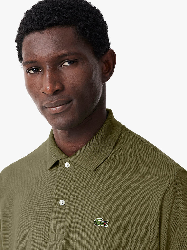 LACOSTE polo 2 bottoni uomo verde cotone