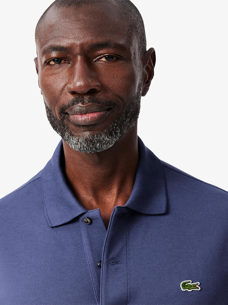 LACOSTE polo 2 bottoni uomo viola cotone