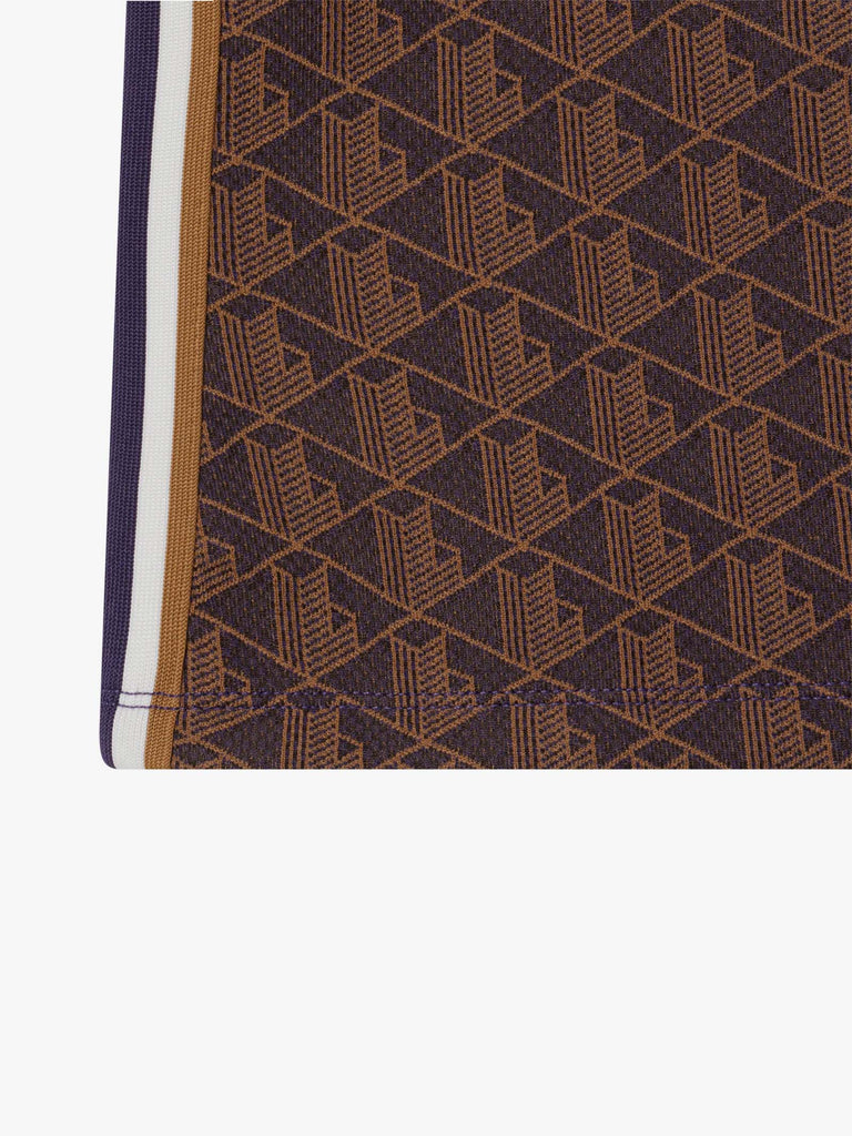 LACOSTE polo classica in jacquard con monogramma donna marrone