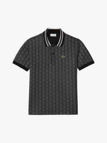 LACOSTE Polo con colletto a contrasto e monogramma DH1417 uomo nero