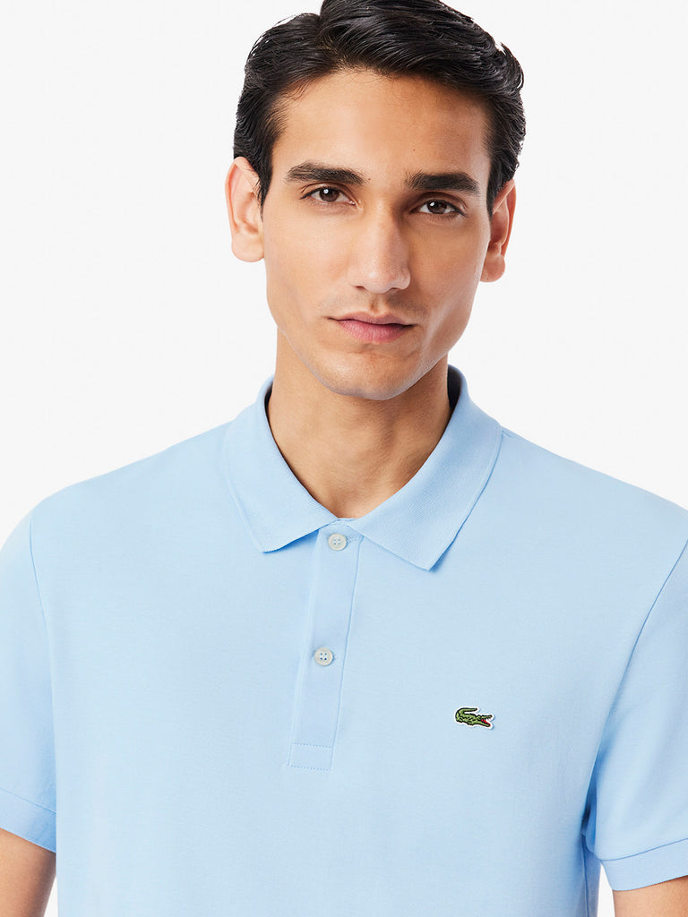 LACOSTE Polo pima uomo azzurro cotone