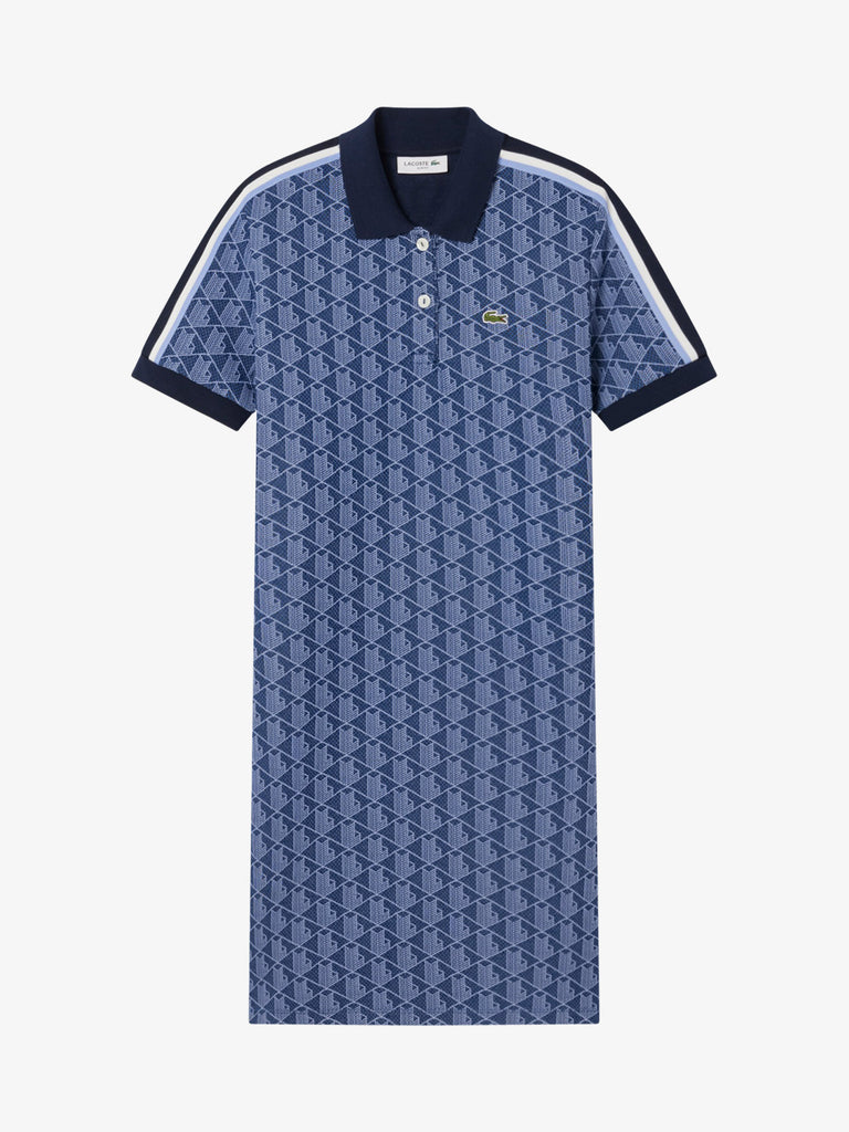 LACOSTE abito corto polo in jacquard con monogramma donna blu