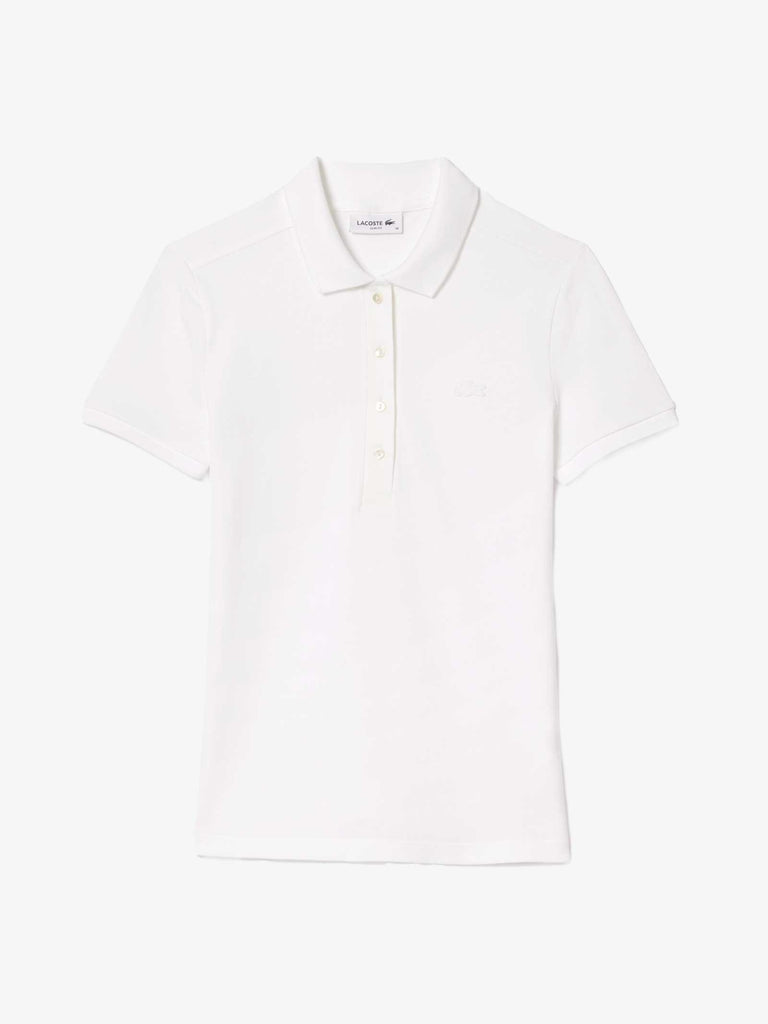 LACOSTE Polo in piqué di cotone stretch PF5462 donna cotone bianco