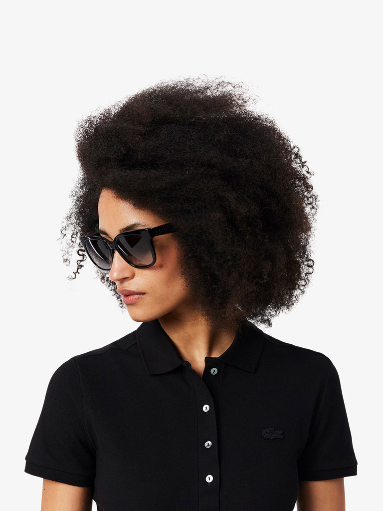 LACOSTE polo in piqué di cotone stretch donna nero cotone