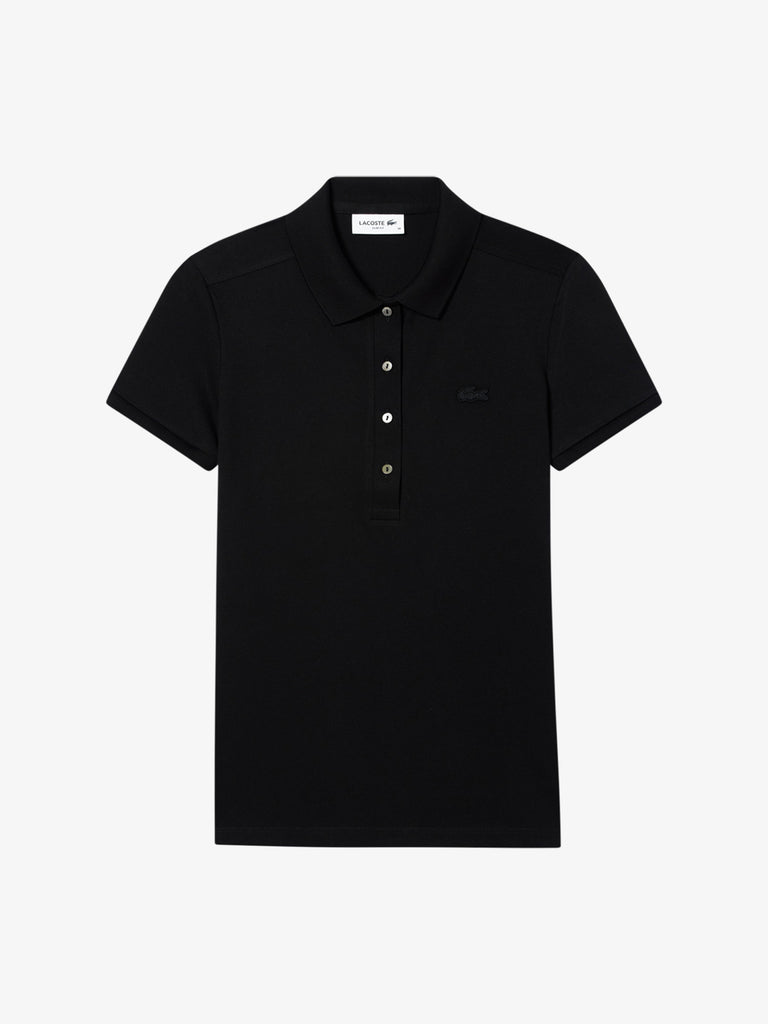 LACOSTE polo in piqué di cotone stretch donna nero cotone