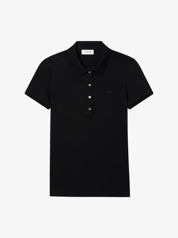 LACOSTE polo in piqué di cotone stretch donna nero cotone