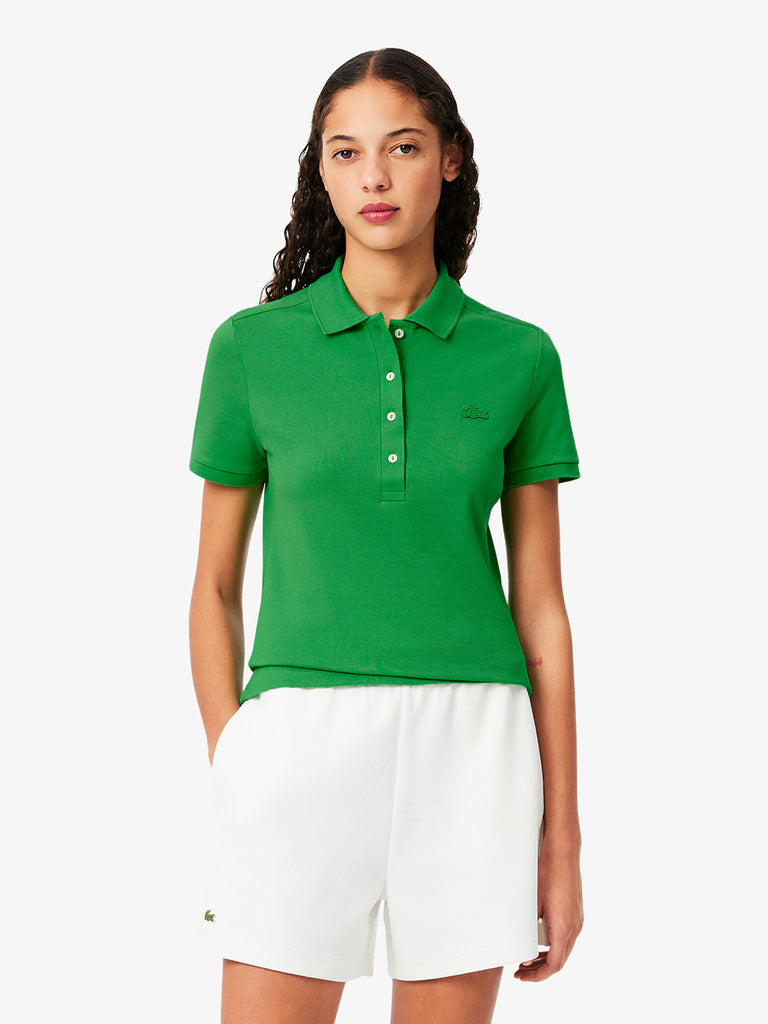 LACOSTE Polo Donna Verde Cotone con bottone