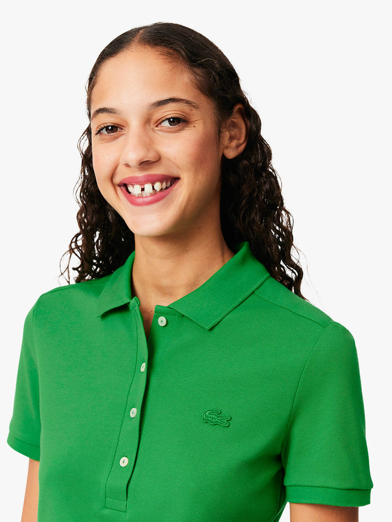 LACOSTE Polo Donna Verde Cotone con bottone