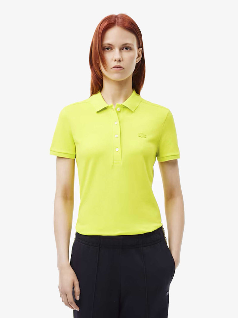 LACOSTE Polo in piqué di cotone stretch PF5462 donna cotone giallo