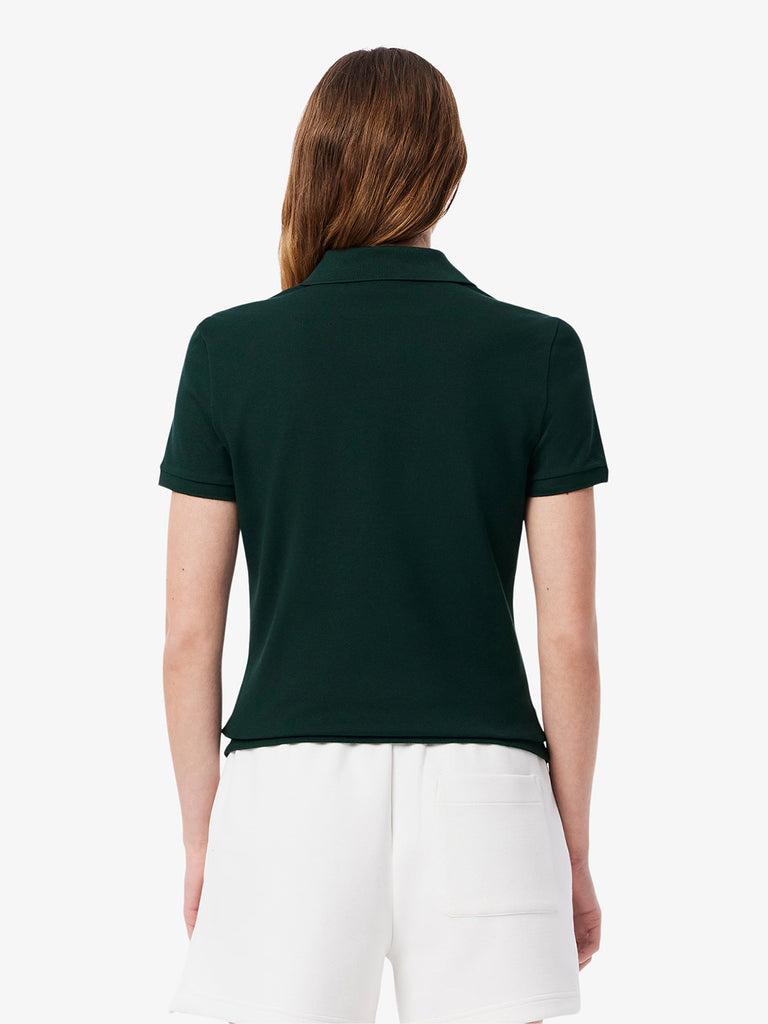 LACOSTE polo in piqué di cotone stretch donna verde cotone
