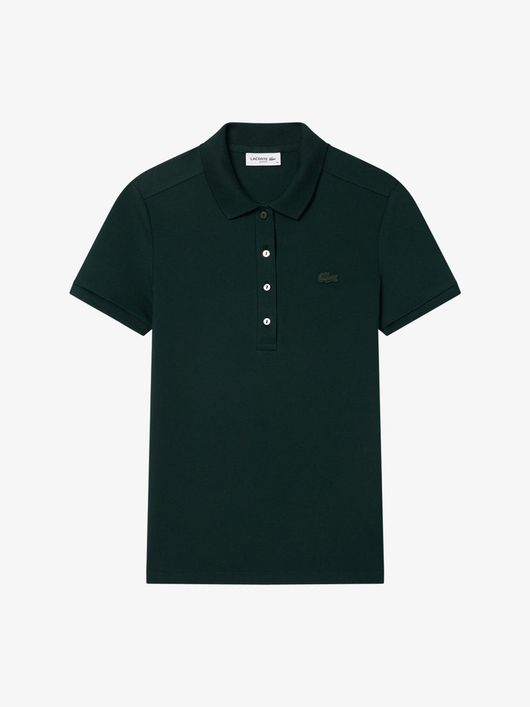 LACOSTE polo in piqué di cotone stretch donna verde cotone