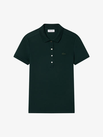 LACOSTE polo in piqué di cotone stretch donna verde cotone