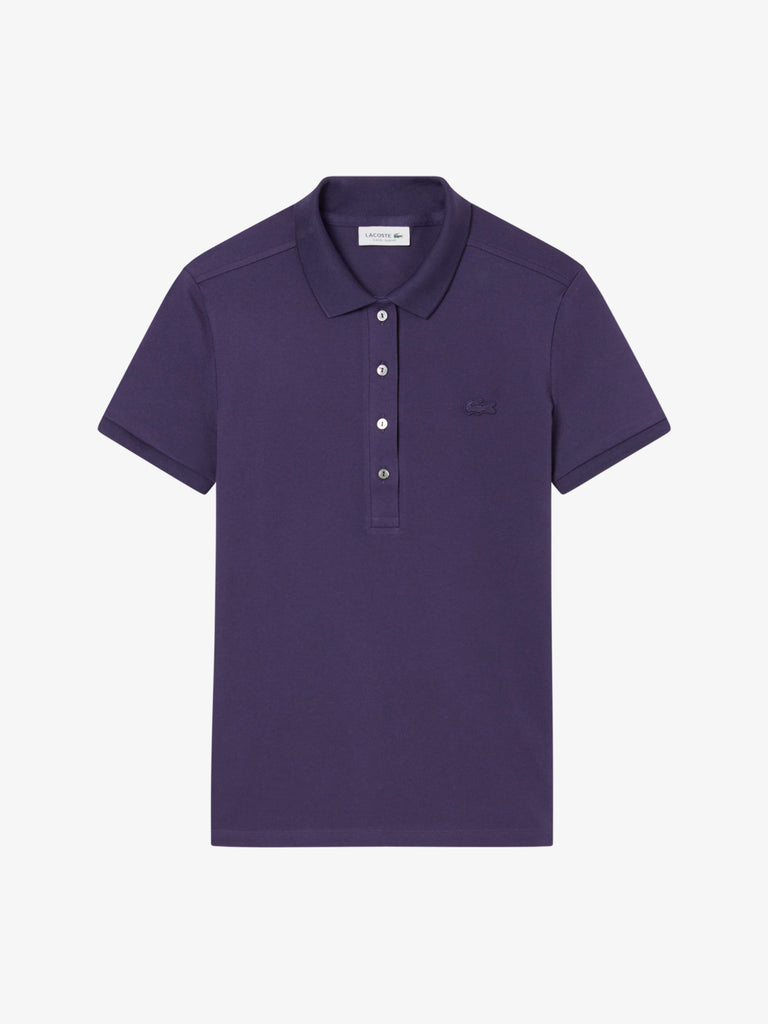 LACOSTE polo in piqué di cotone stretch donna viola cotone