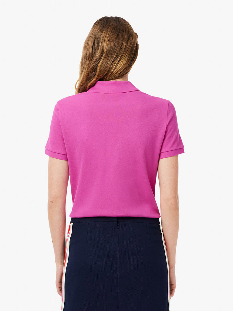 LACOSTE Polo in morbido petit piqué donna fucsia cotone