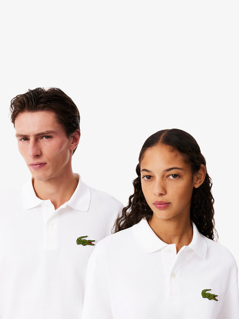 LACOSTE polo 2 bottoni uomo bianco cotone