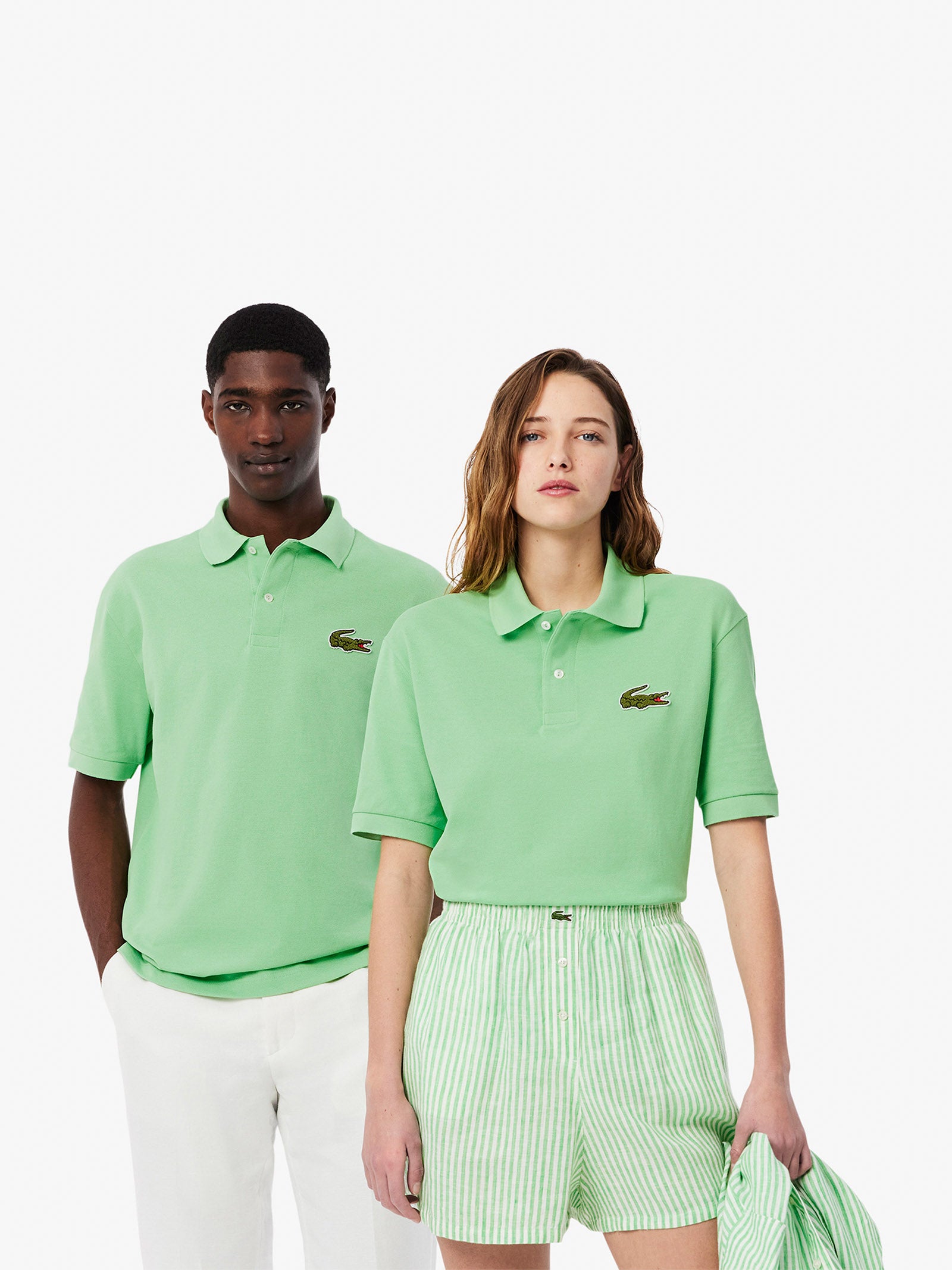 LACOSTE green cotton men's 2-button polo shirt
