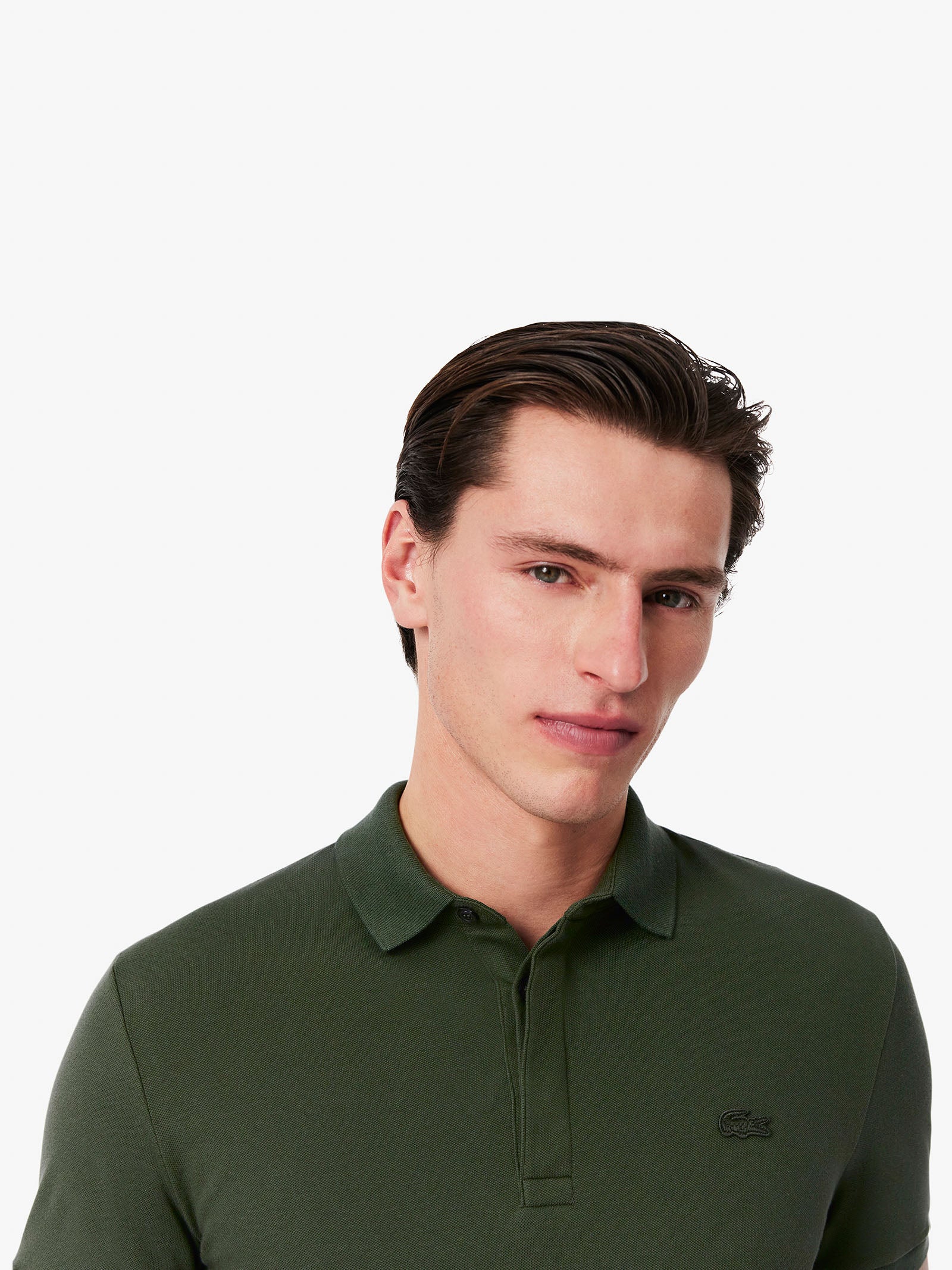 LACOSTE polo bottoni uomo verde cotone