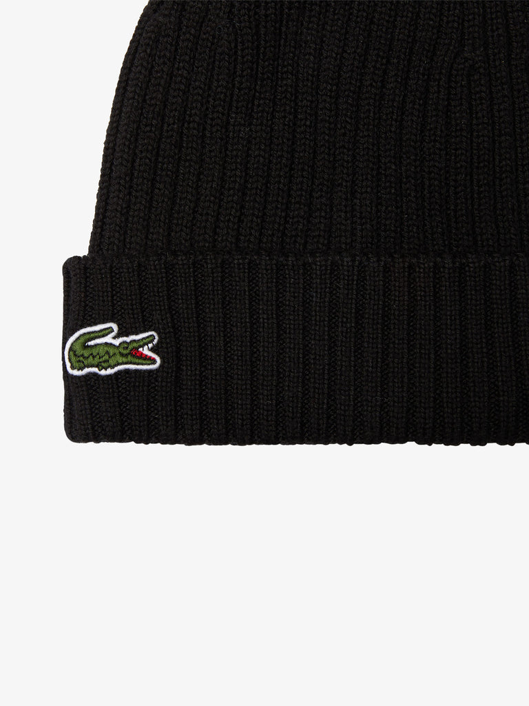LACOSTE Cappello a costine RB0001 lana nero