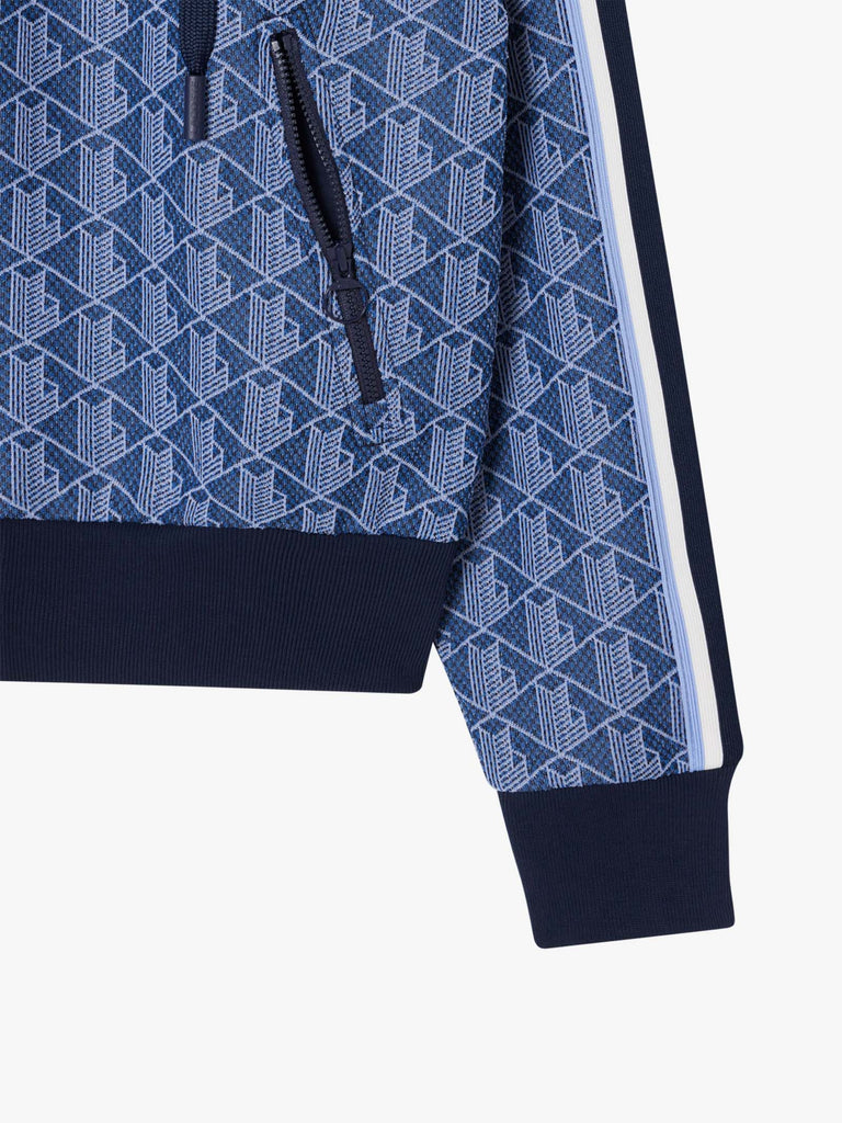 LACOSTE felpa con cappuccio in jacquard con monogramma donna blu
