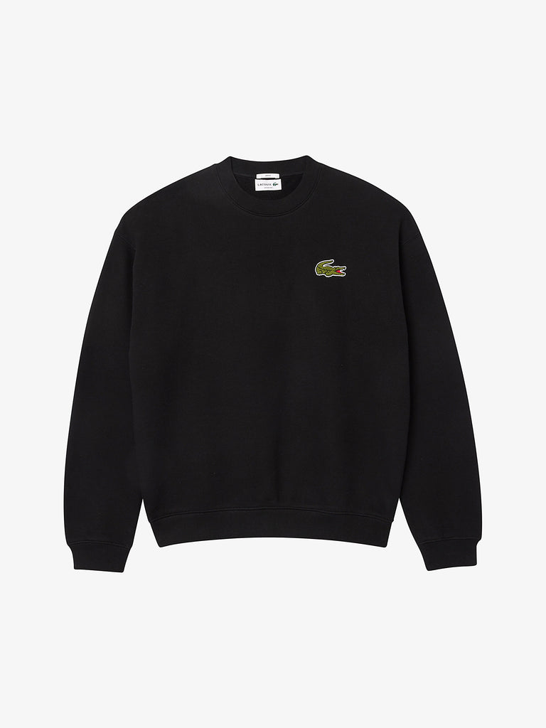 LACOSTE Felpa girocollo con logo SH2741 uomo cotone nero