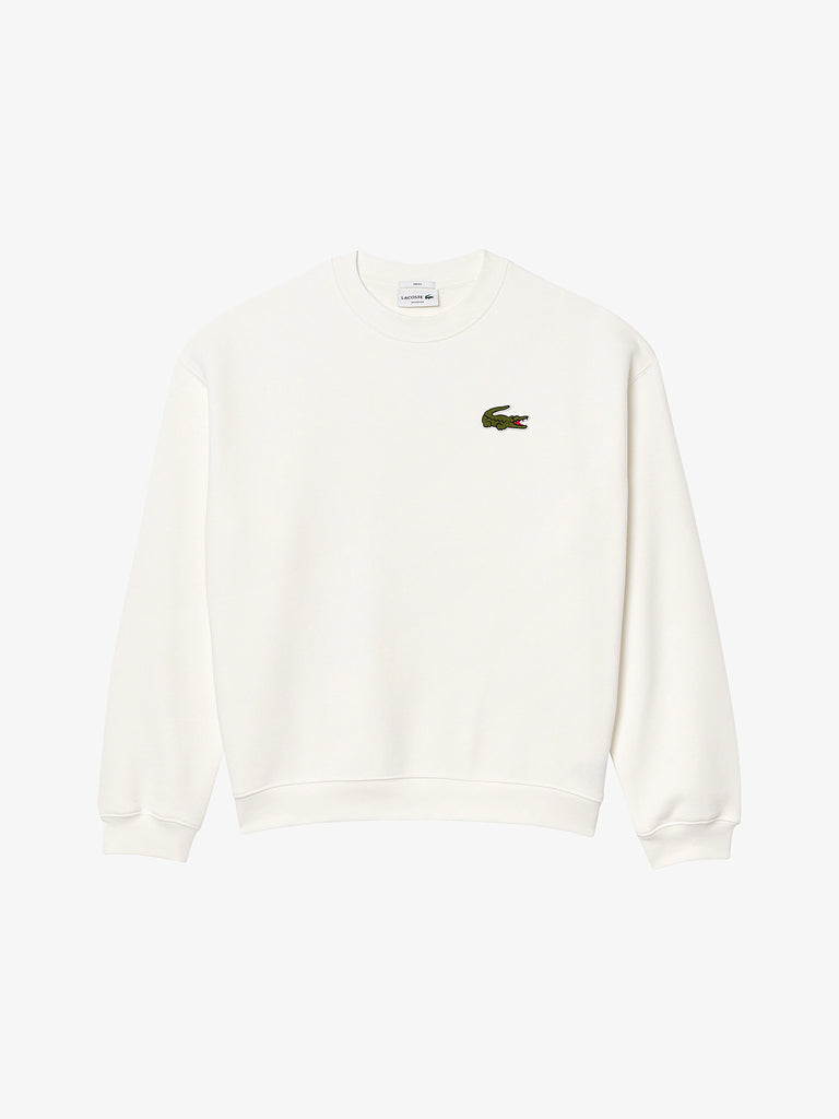 LACOSTE Felpa girocollo con logo SH2741 uomo cotone bianco