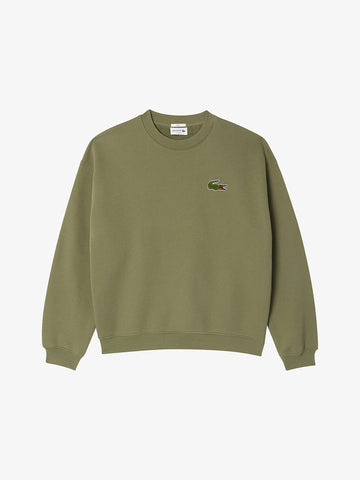 LACOSTE Felpa girocollo con logo SH2741 uomo cotone verde