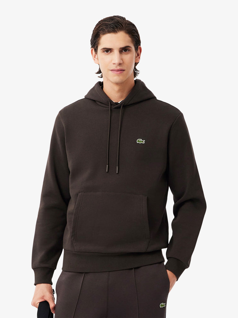 LACOSTE felpa con cappuccio in pile uomo marrone