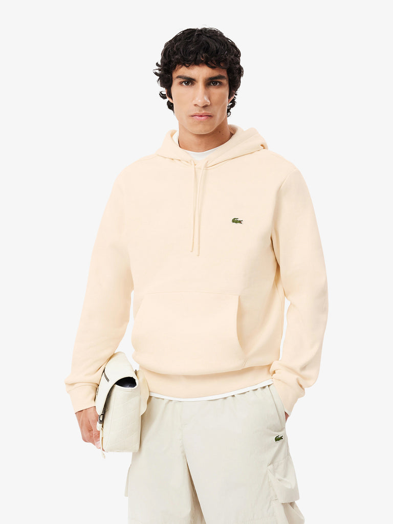 LACOSTE Felpa con cappuccio in pile SH9623 uomo cotone panna