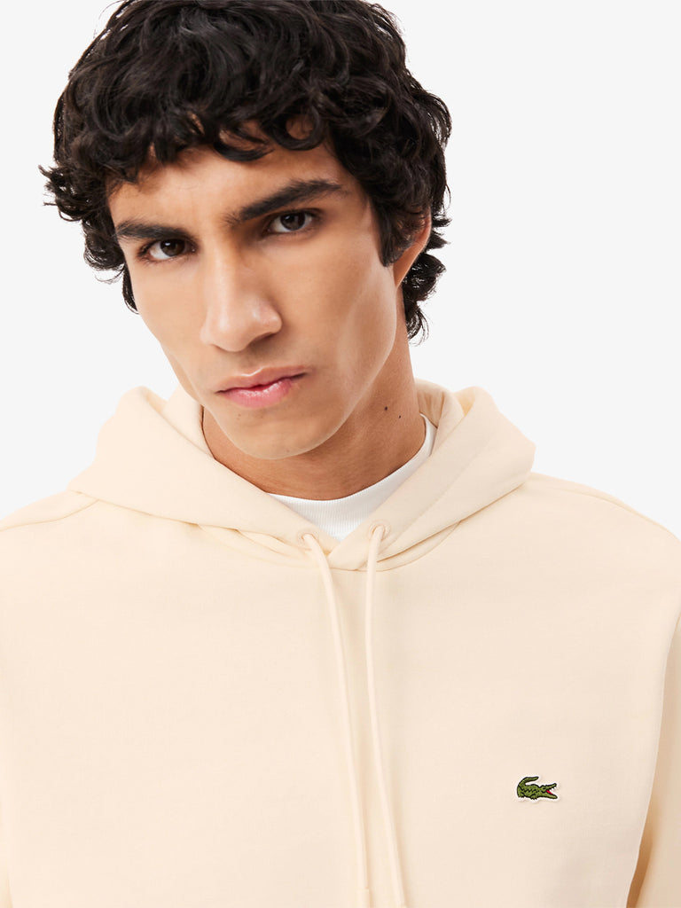 LACOSTE Felpa con cappuccio in pile SH9623 uomo cotone panna