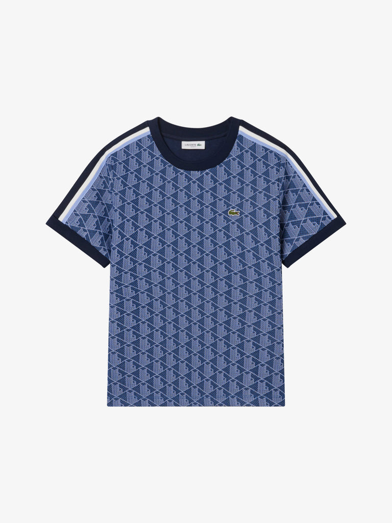 LACOSTE t-shirt jacquard con monogramma donna blu