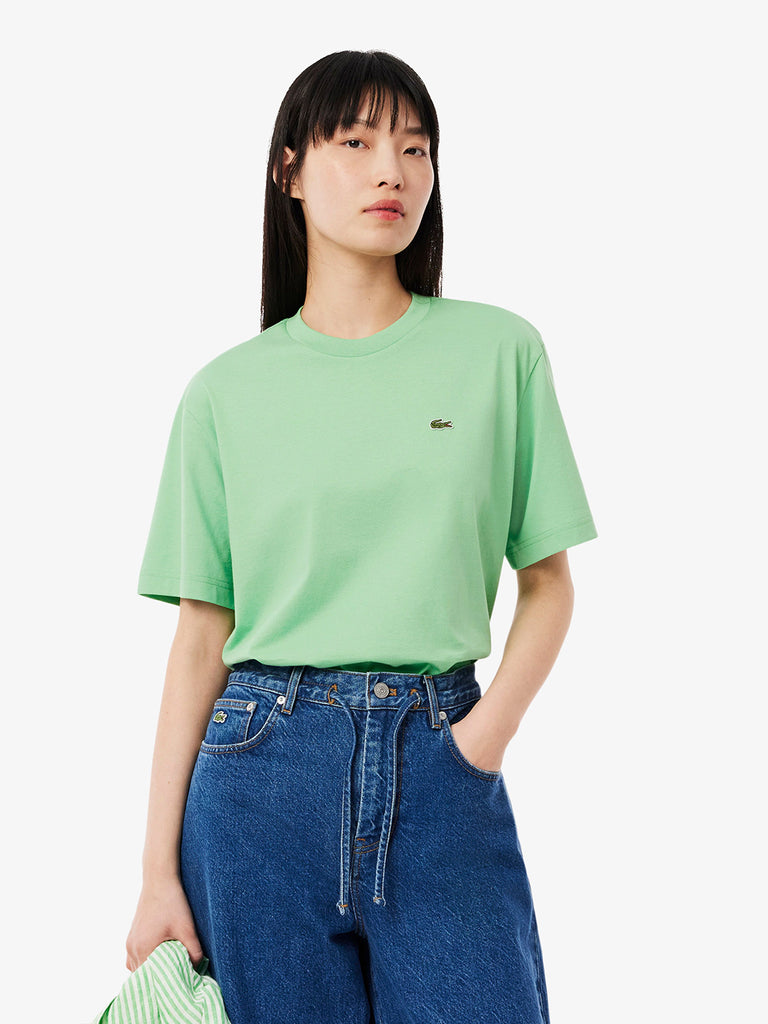 LACOSTE T-shirt Donna Verde Cotone