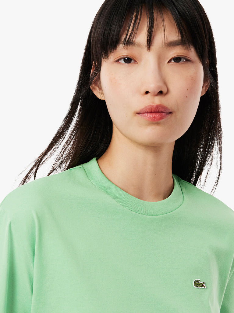 LACOSTE T-shirt Donna Verde Cotone