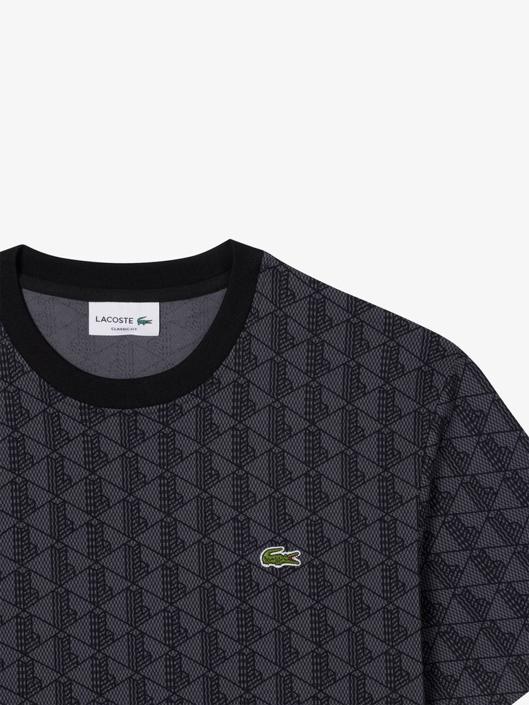 LACOSTE t-shirt in jersey con monogramma uomo grigio cotone