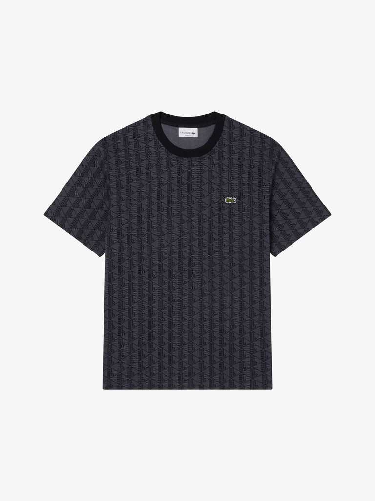 LACOSTE t-shirt in jersey con monogramma uomo grigio cotone
