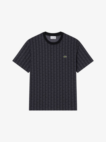 LACOSTE t-shirt in jersey con monogramma uomo grigio cotone