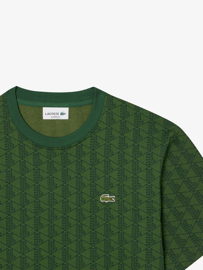 LACOSTE t-shirt in jersey con monogramma uomo verde cotone