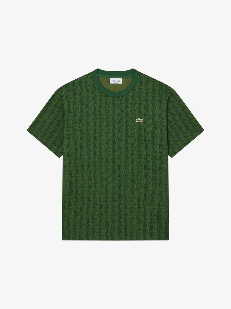 LACOSTE t-shirt in jersey con monogramma uomo verde cotone