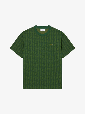 LACOSTE t-shirt in jersey con monogramma uomo verde cotone