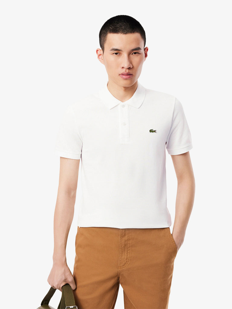 LACOSTE t-shirt con stampa multipla uomo bianco cotone