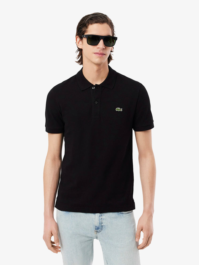LACOSTE t-shirt con stampa multipla uomo nero cotone