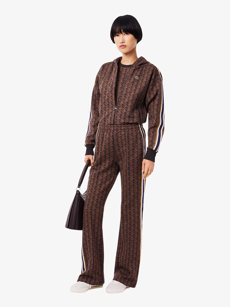 LACOSTE joggers svasati con monogramma donna marrone