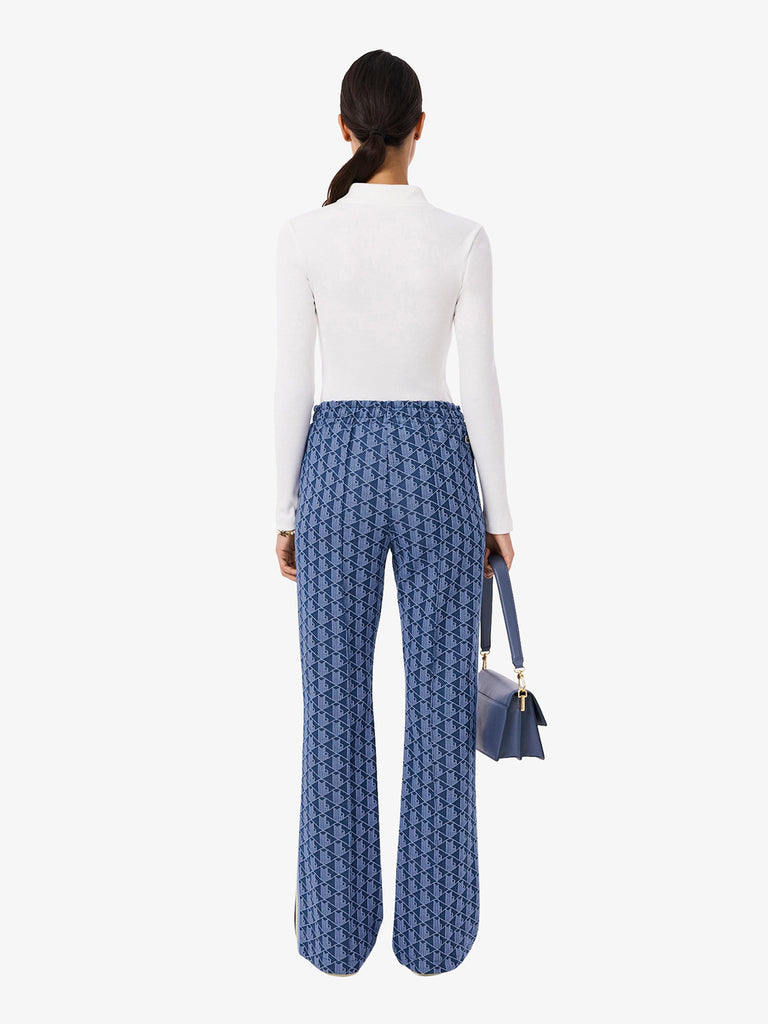 LACOSTE joggers svasati con monogramma donna blu