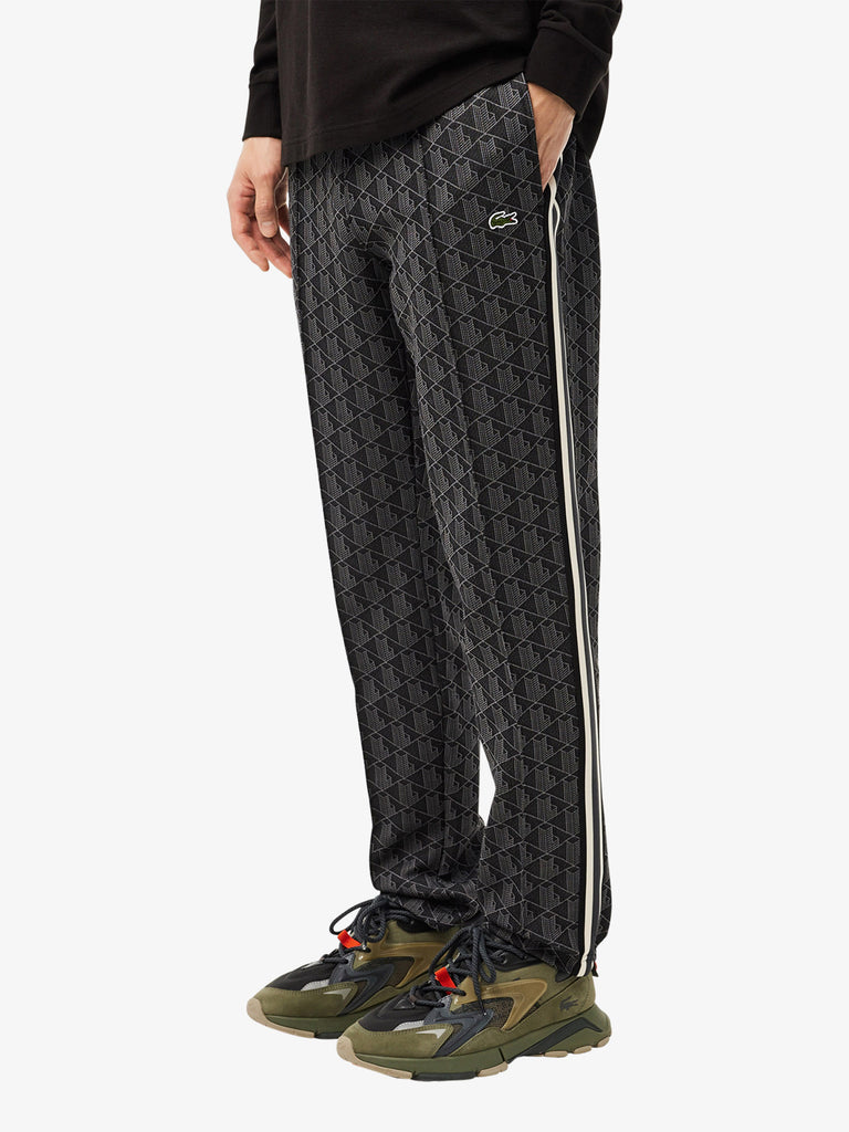 LACOSTE Joggers in jacquard con monogramma XH1440 uomo nero