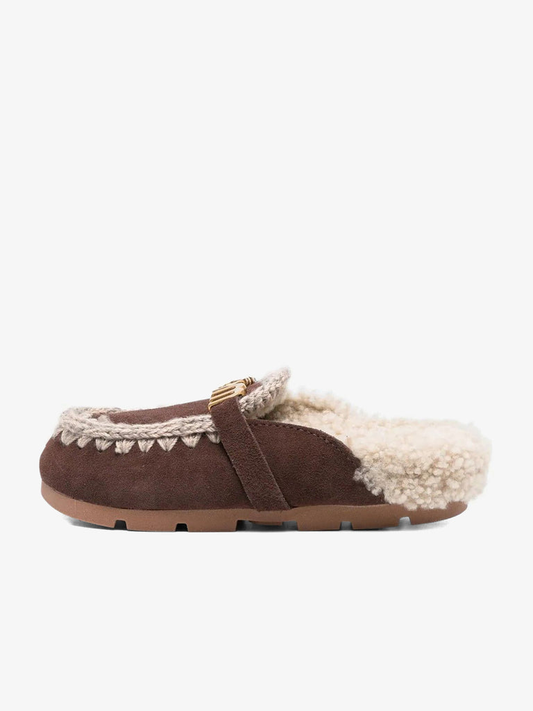 MOU ciabatte donna winter bio slide pelle marrone