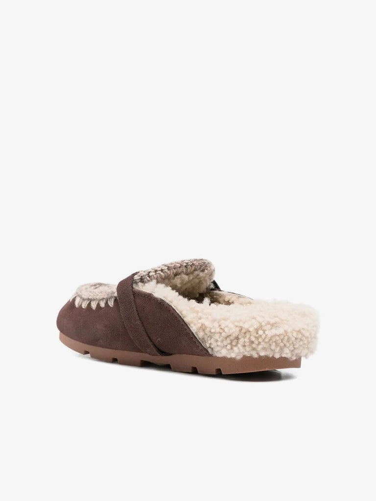 MOU ciabatte donna winter bio slide pelle marrone
