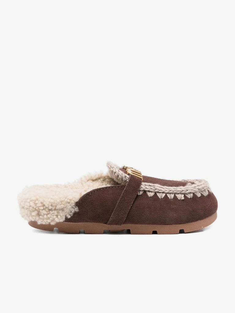 MOU ciabatte donna winter bio slide pelle marrone