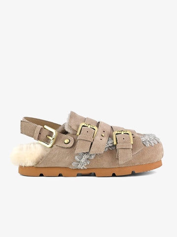 MOU Sandali Winter bio con cinture FW431003A donna pelle beige