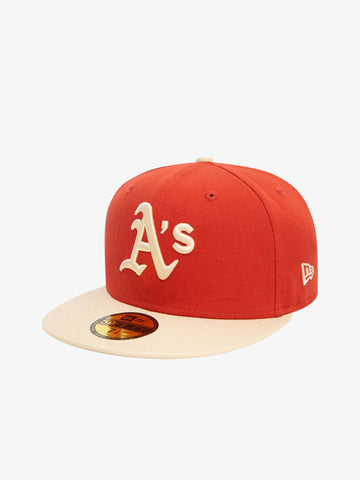 NEW ERA Cappello 59FIFTY Oakland Athletics MLB Side Patch 60565168 uomo cotone rosso