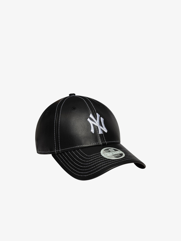 NEW ERA cappello donna 9forty new york yankees mlb topstitch ecopelle nero