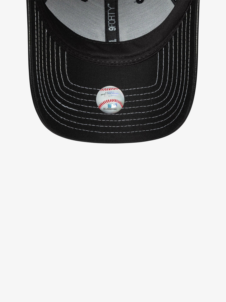 NEW ERA cappello donna 9forty new york yankees mlb topstitch ecopelle nero